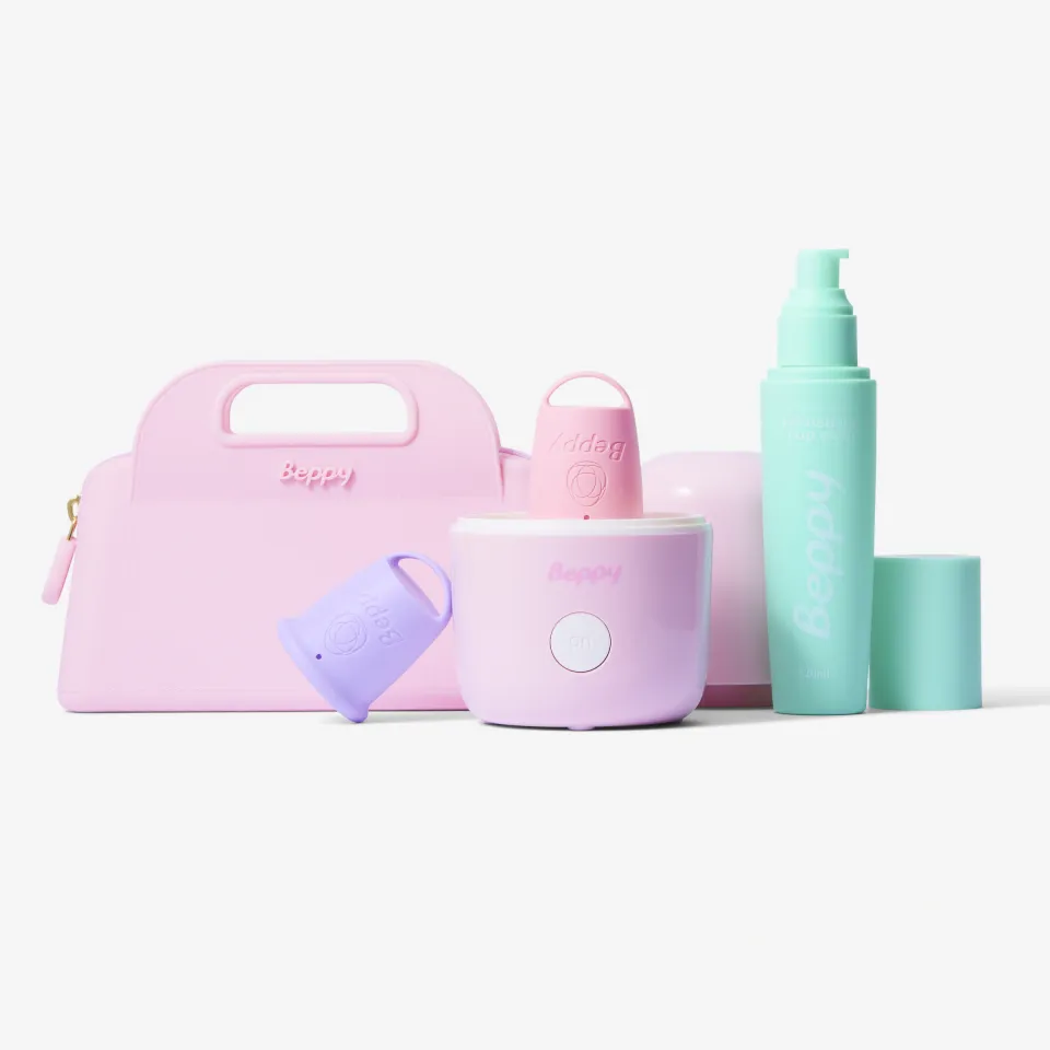 beppy-menstruations-set-cotton-candy-2-cups-soap-sterilizer image 1